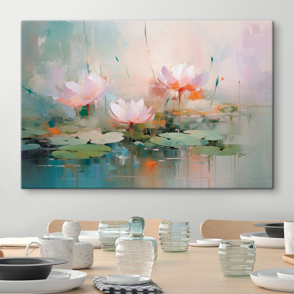 Ninfee rosa, luce pastello in un ambiente