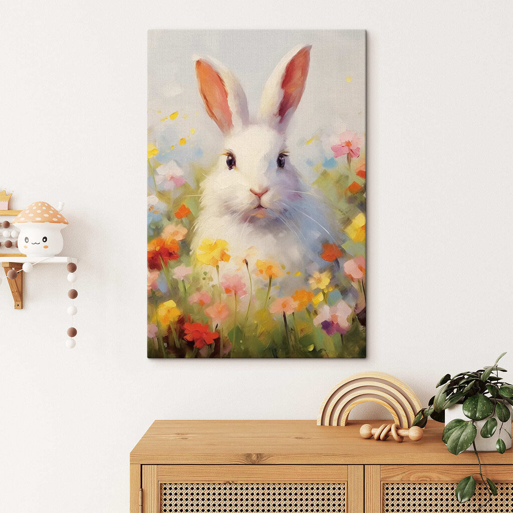 Coniglio bianco tra fiori — ambiente 2
