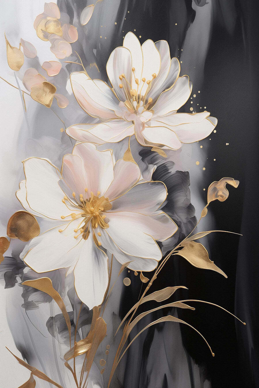 Fiori bianchi su nero — design completo