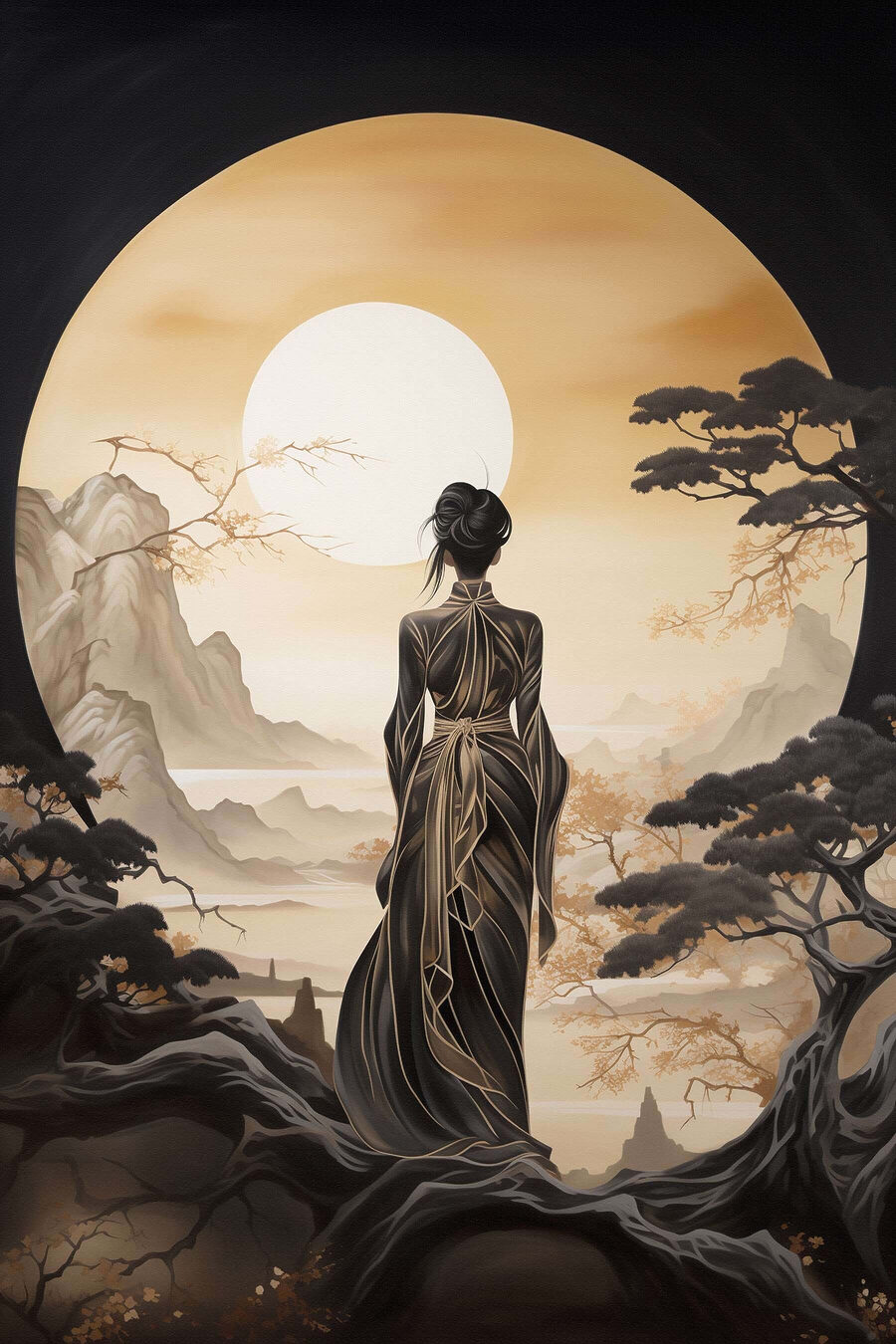 Donna davanti alla luna — design completo