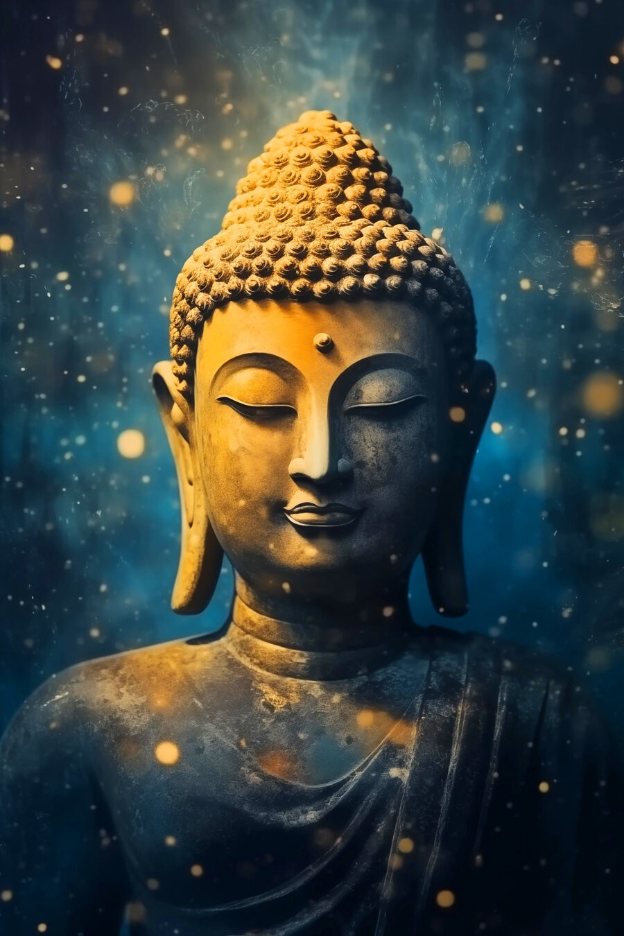Buddha blu stellato — design completo