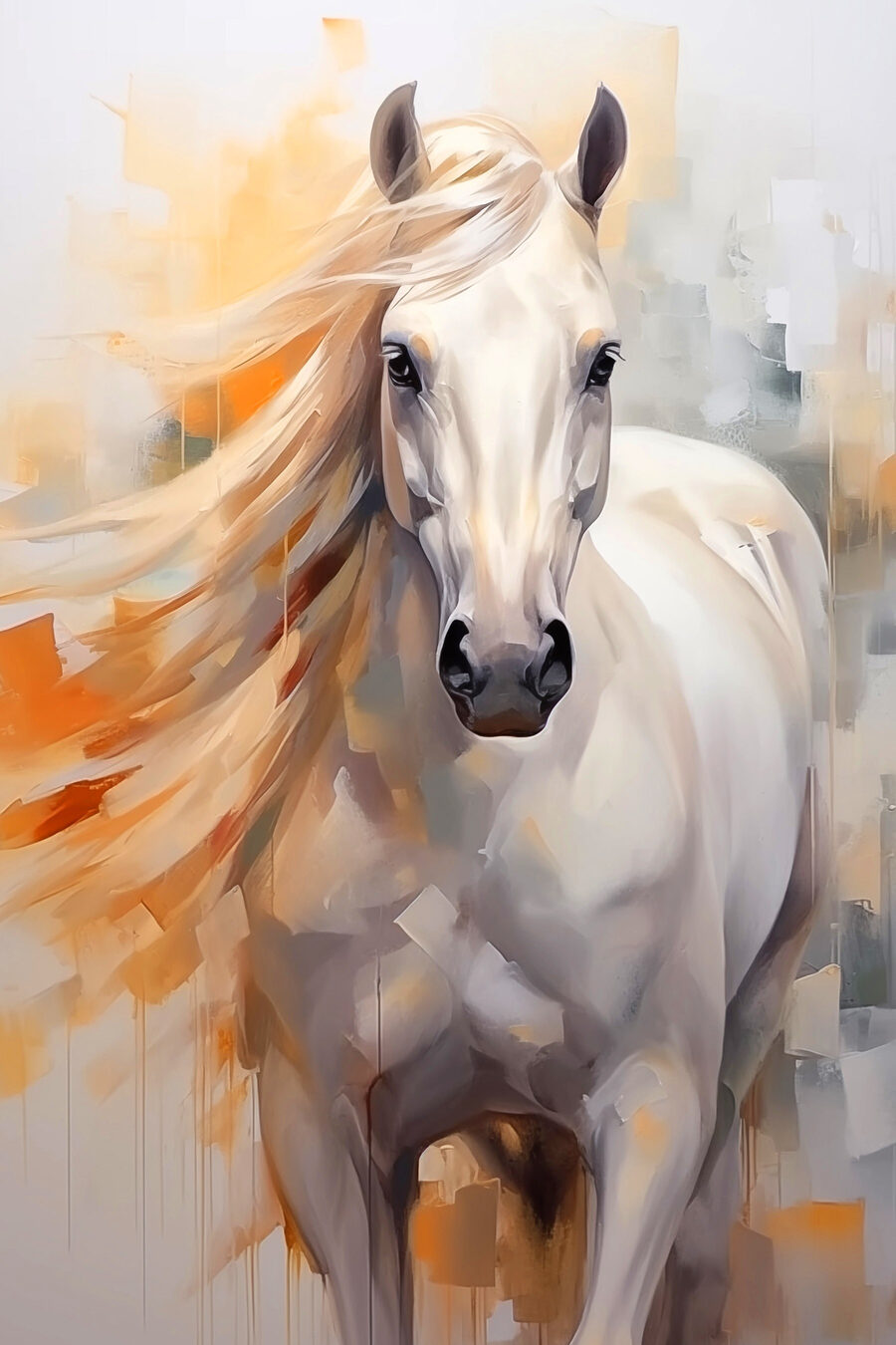 Cavallo bianco, criniera arancio — design completo