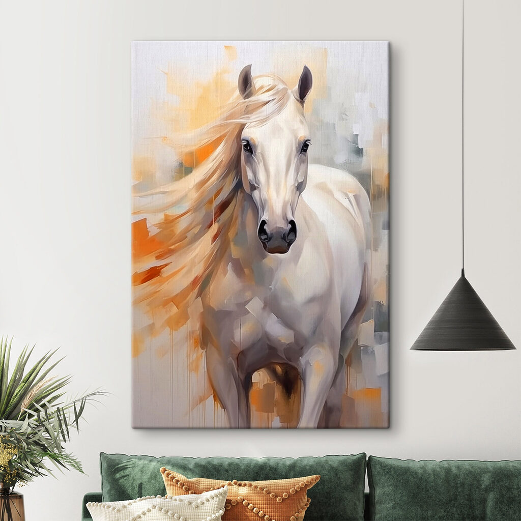 Cavallo bianco, criniera arancio — ambiente 2