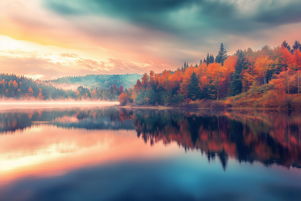 Lago d’autunno silenzioso — design completo