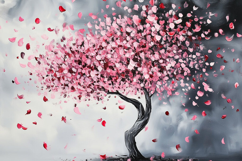 Petali rosa sull’albero — design completo