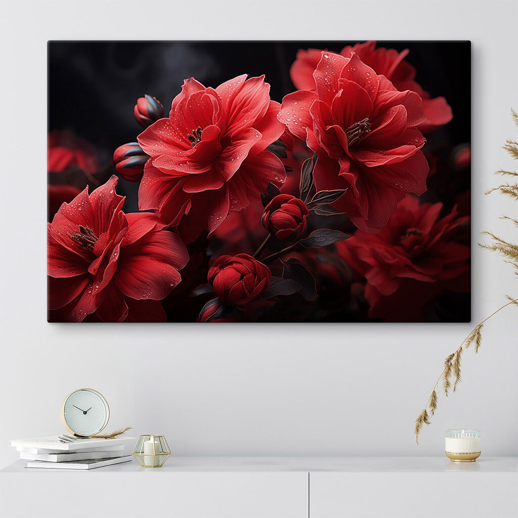 Fiori rossi su nero — ambiente 1