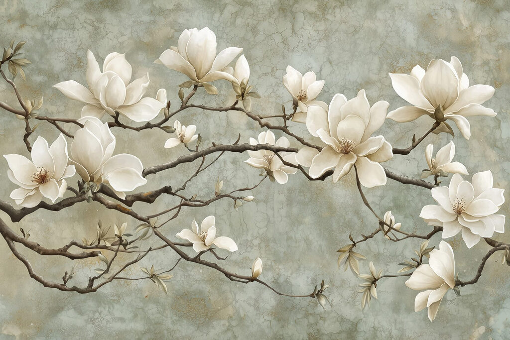 Magnolia su rami grigi — design completo