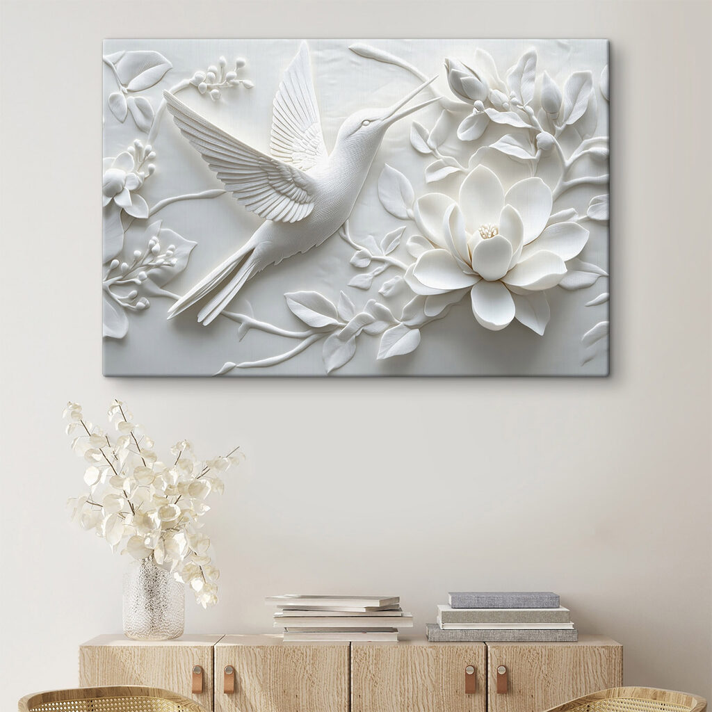 Colibrì bianco in volo — ambiente 3