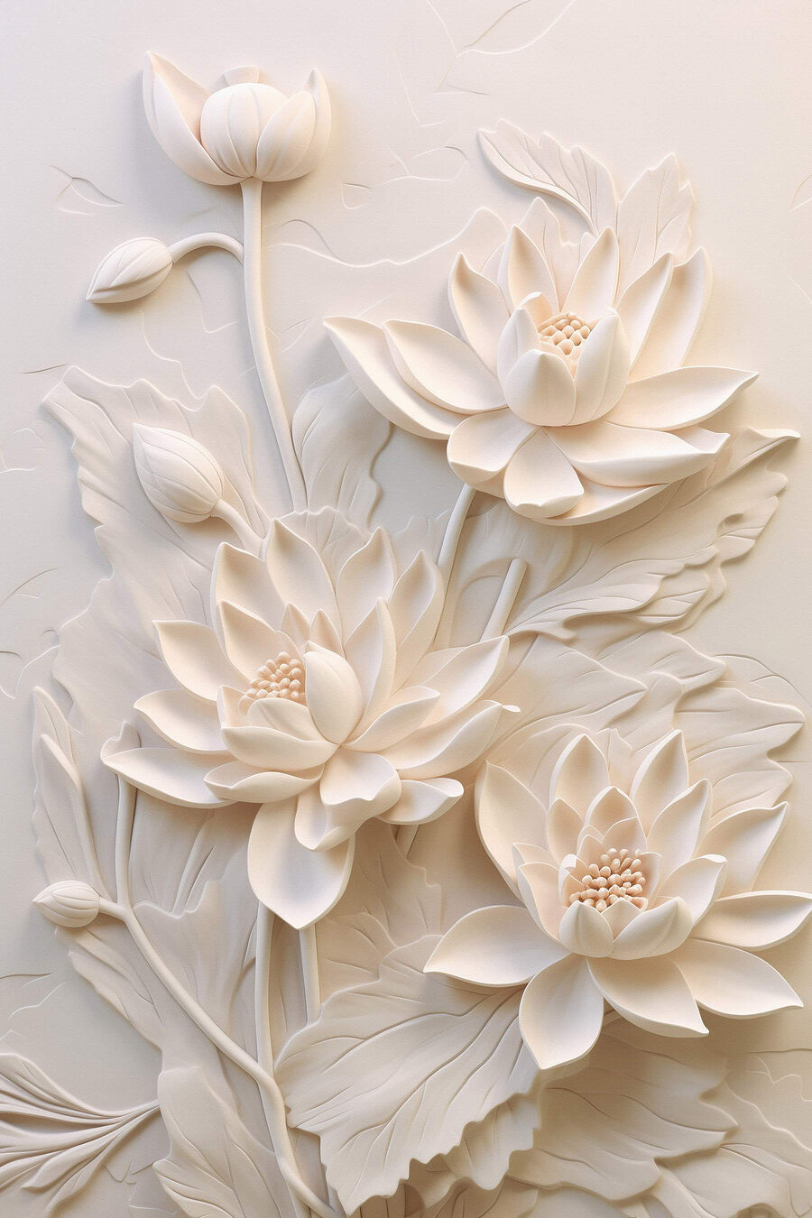 Fiori crema con boccioli — design completo