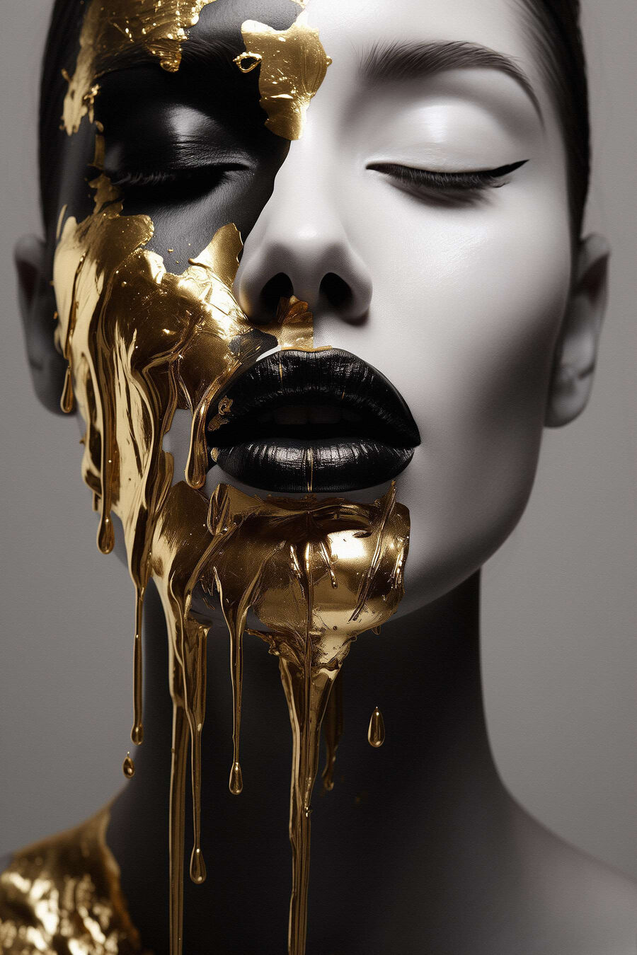 Volto con tracce d’oro — design completo