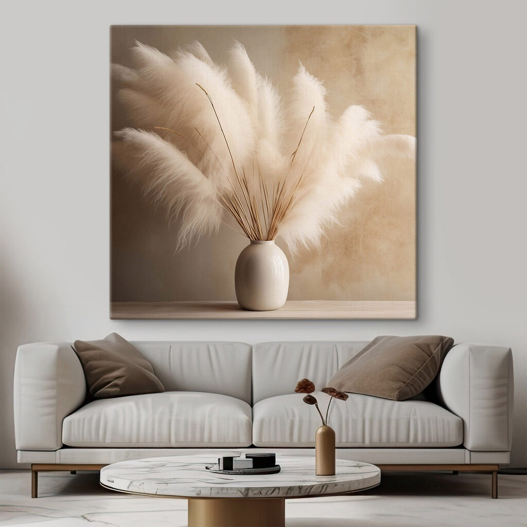 Pampas in vaso crema in un ambiente