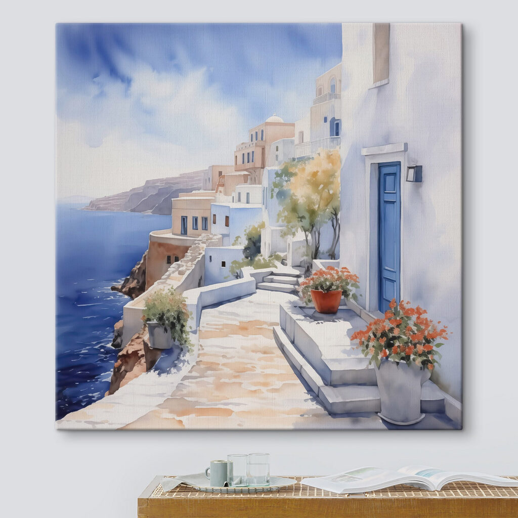 Porta blu sulla costa in un ambiente