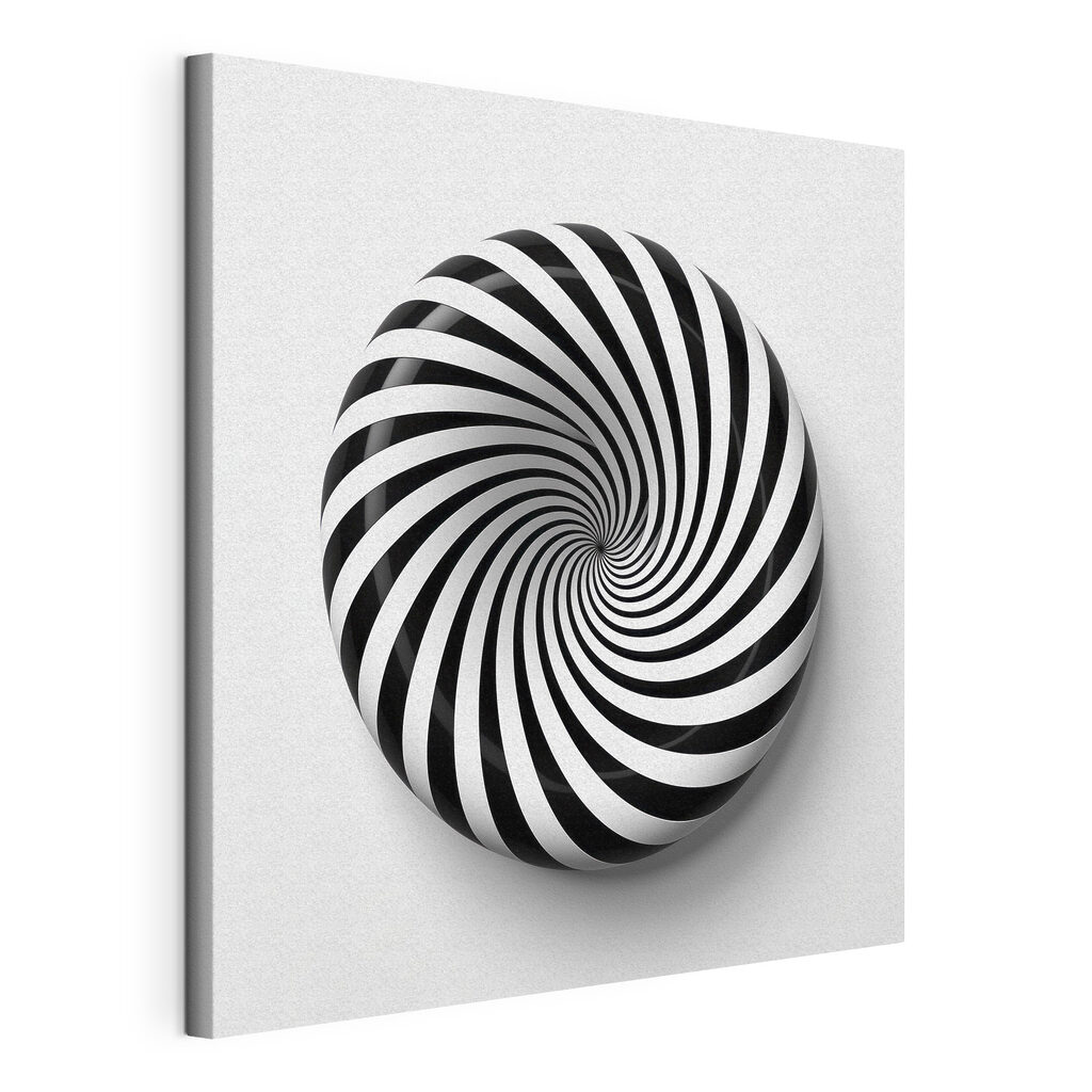 Cerchio in spirale, tela tesa e bordo avvolto