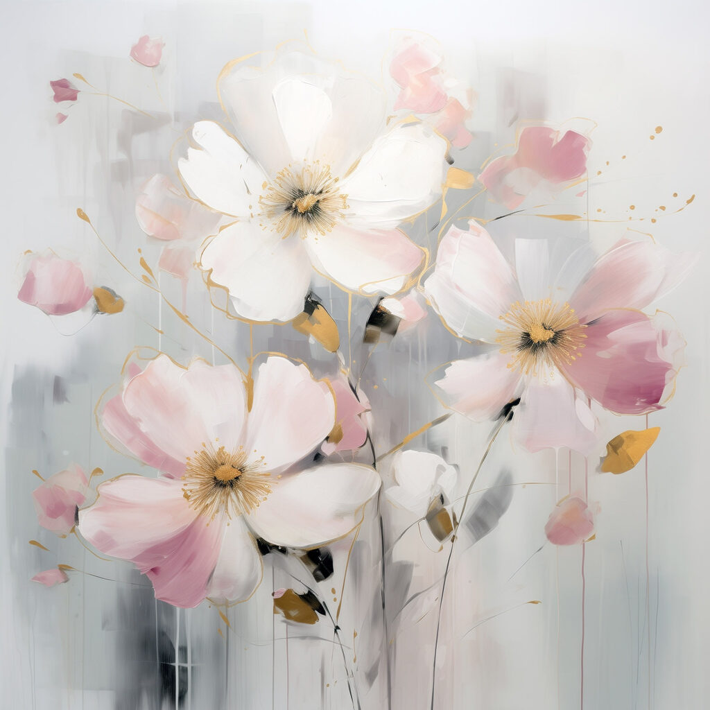 Fiori bianchi e rosa — design completo