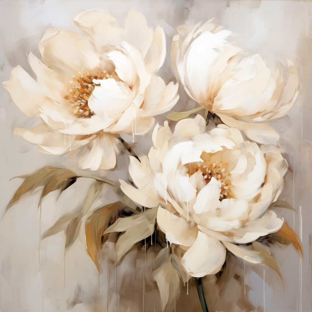 Tre peonie crema — design completo