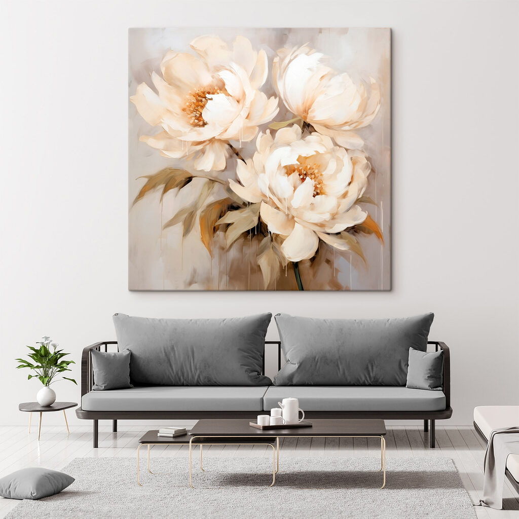 Tre peonie crema — ambiente 2