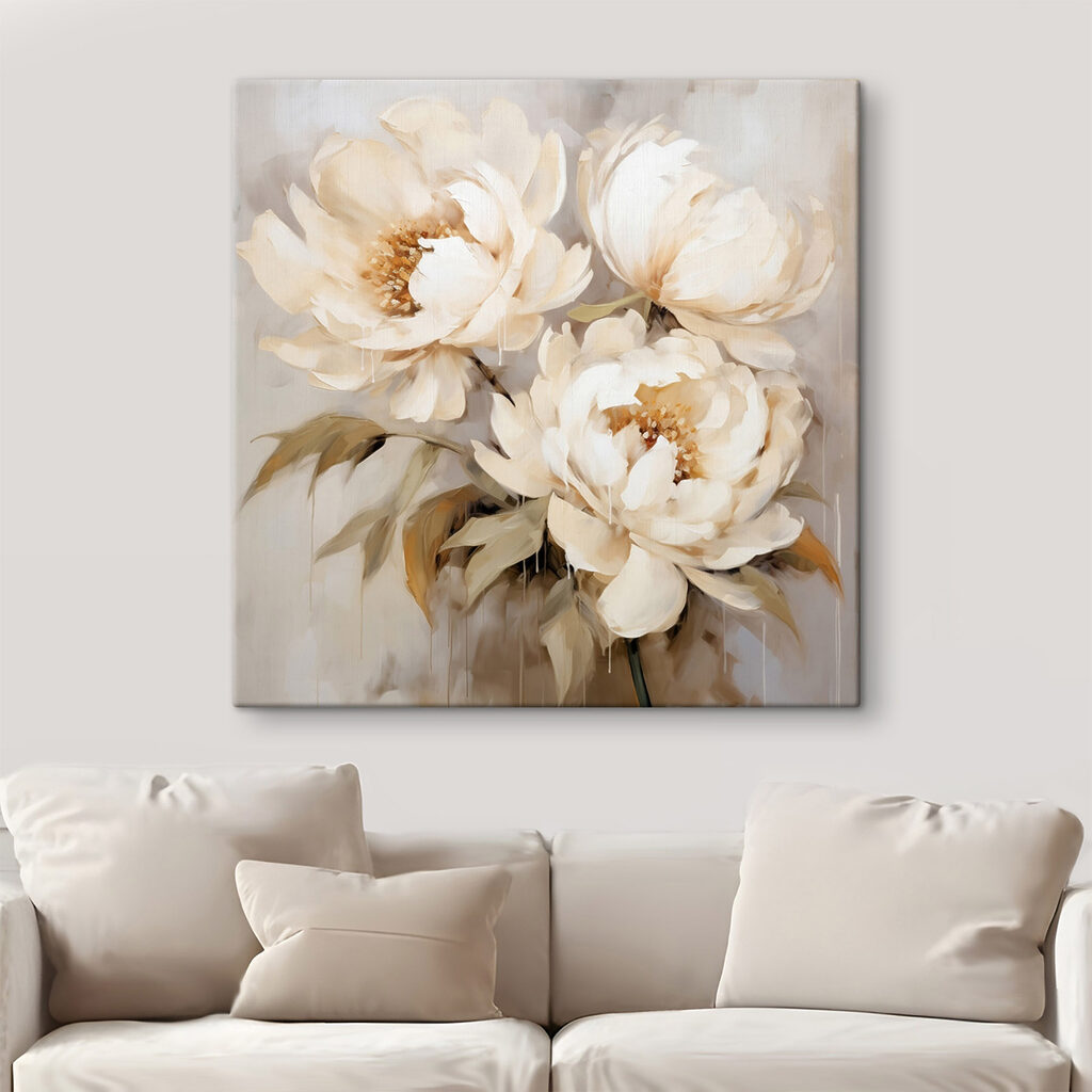 Tre peonie crema — ambiente 1