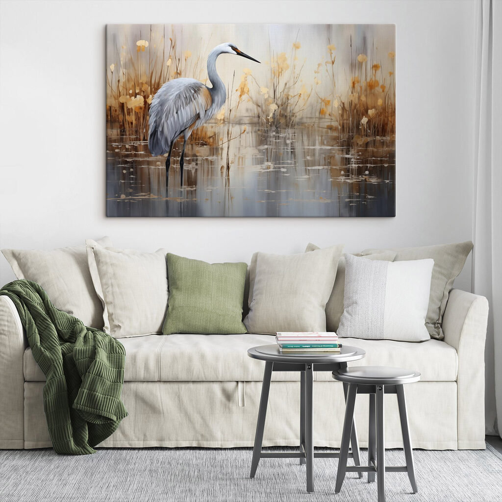Airone tra canne dorate — ambiente 2