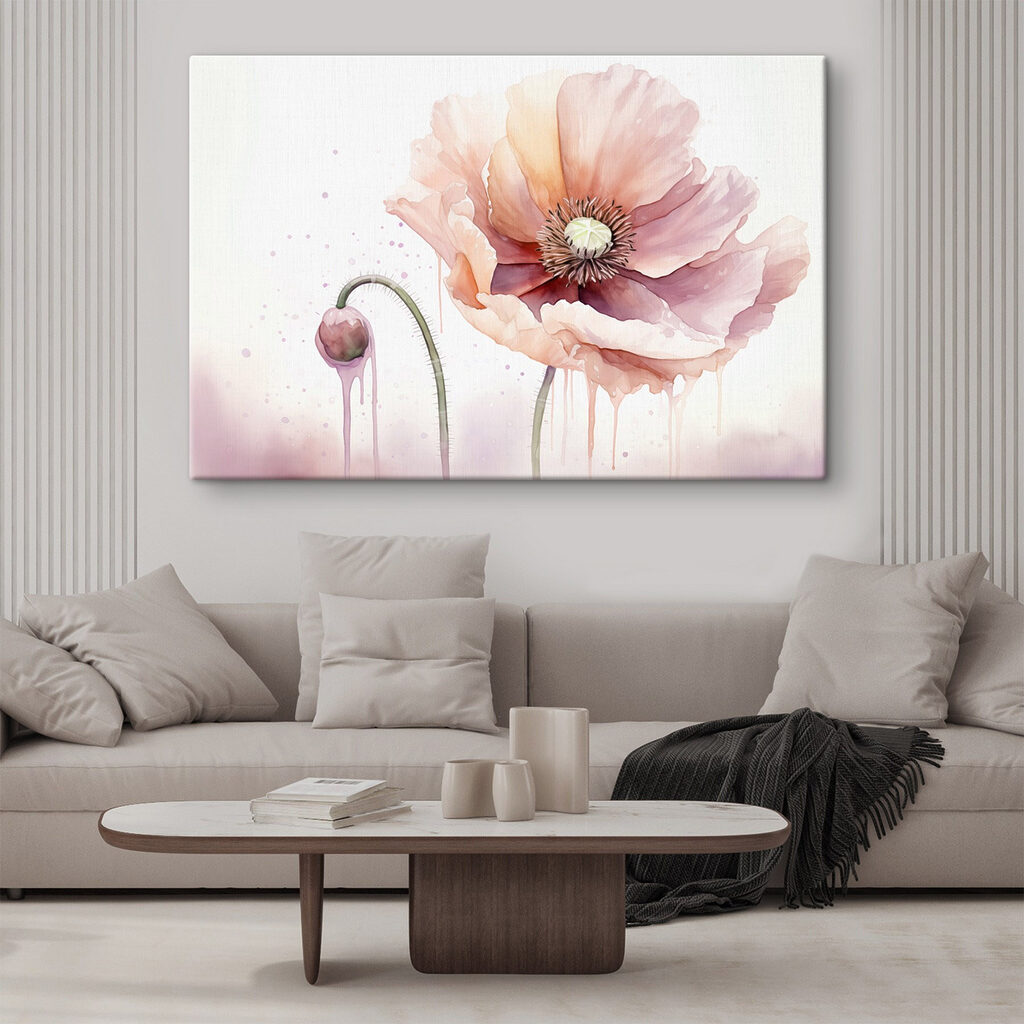 Papavero rosa ad acquerello — ambiente 1