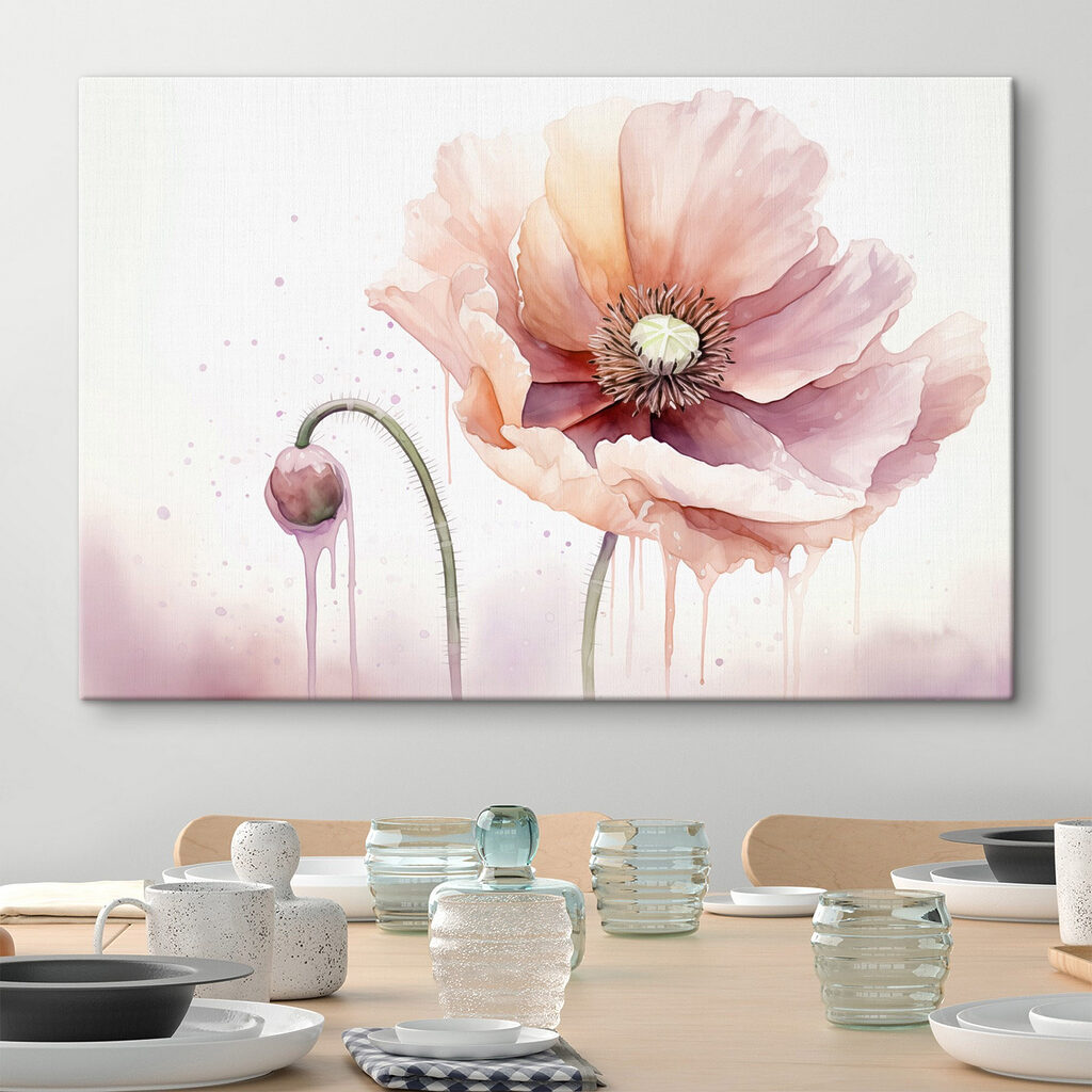 Papavero rosa ad acquerello — ambiente 2
