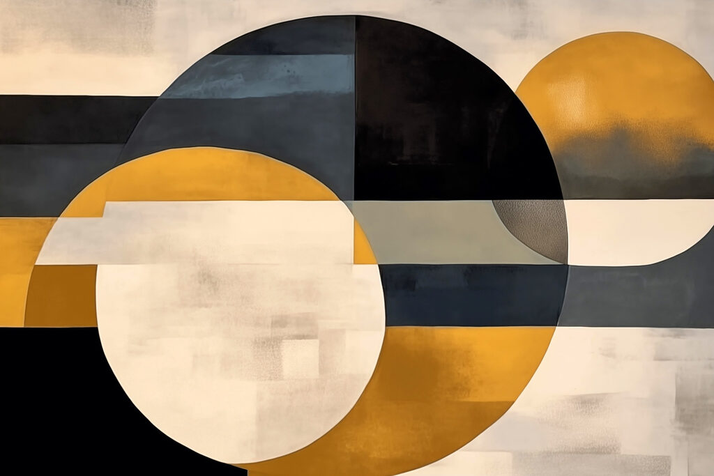 Cerchi blu notte, ocra — design completo