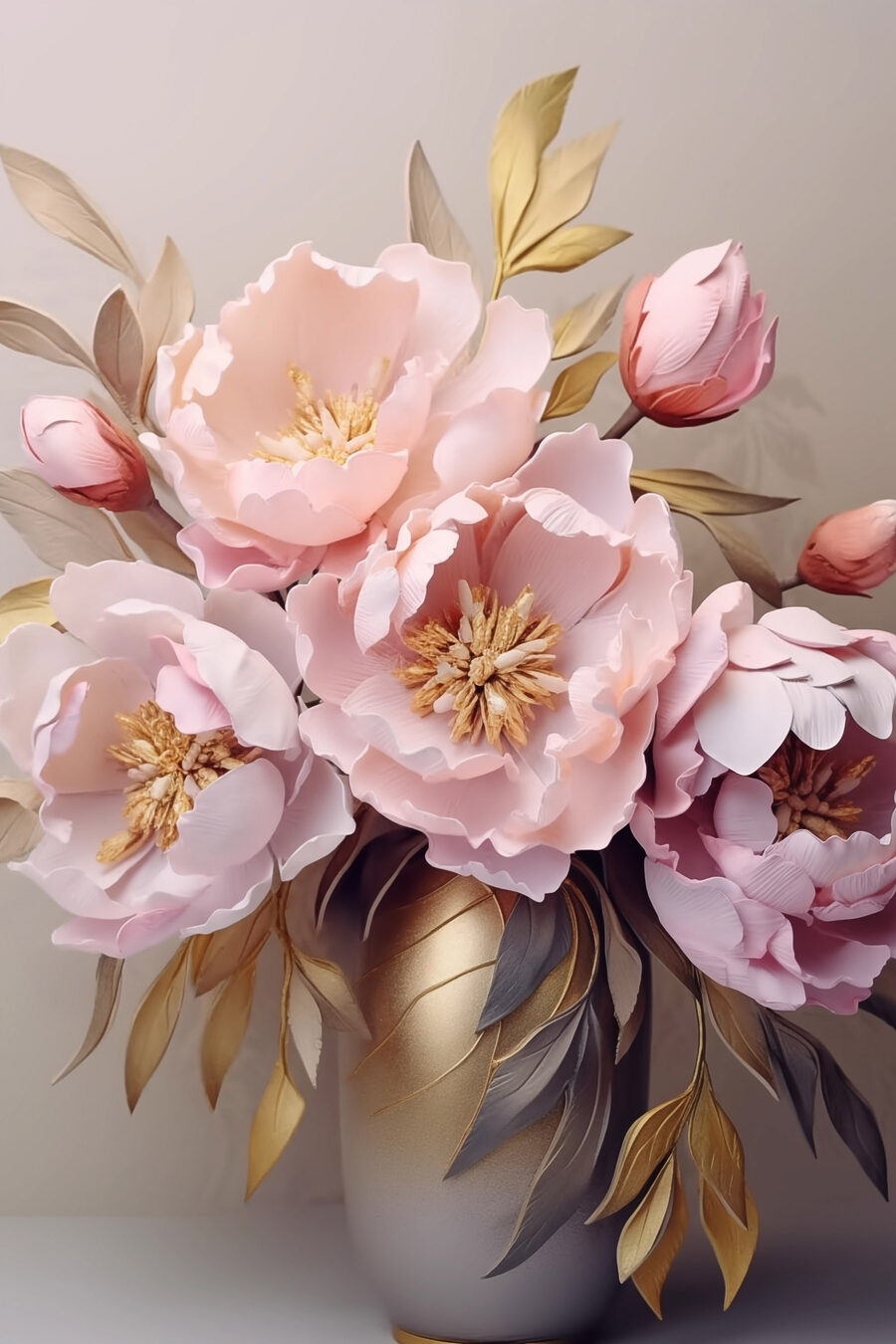 Peonie rosa su grigio — design completo