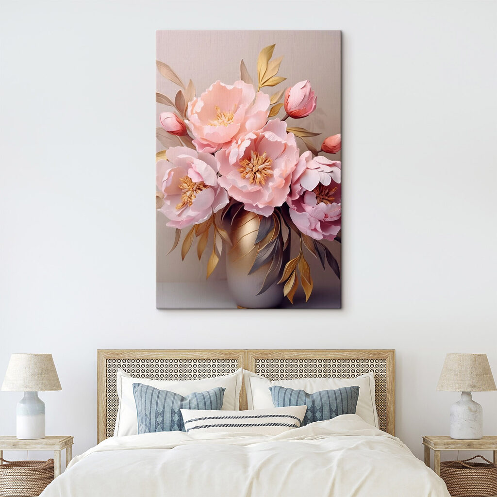 Peonie rosa su grigio — ambiente 2