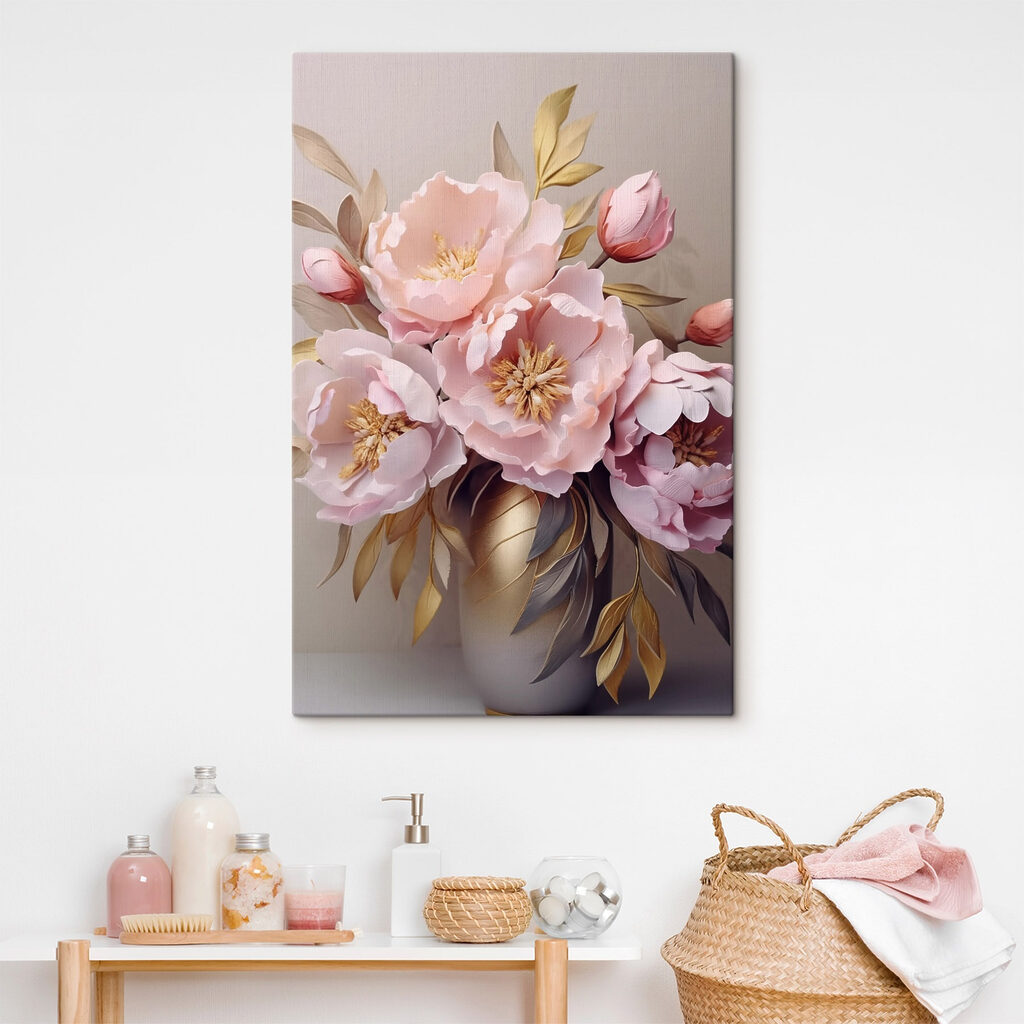 Peonie rosa su grigio — ambiente 1