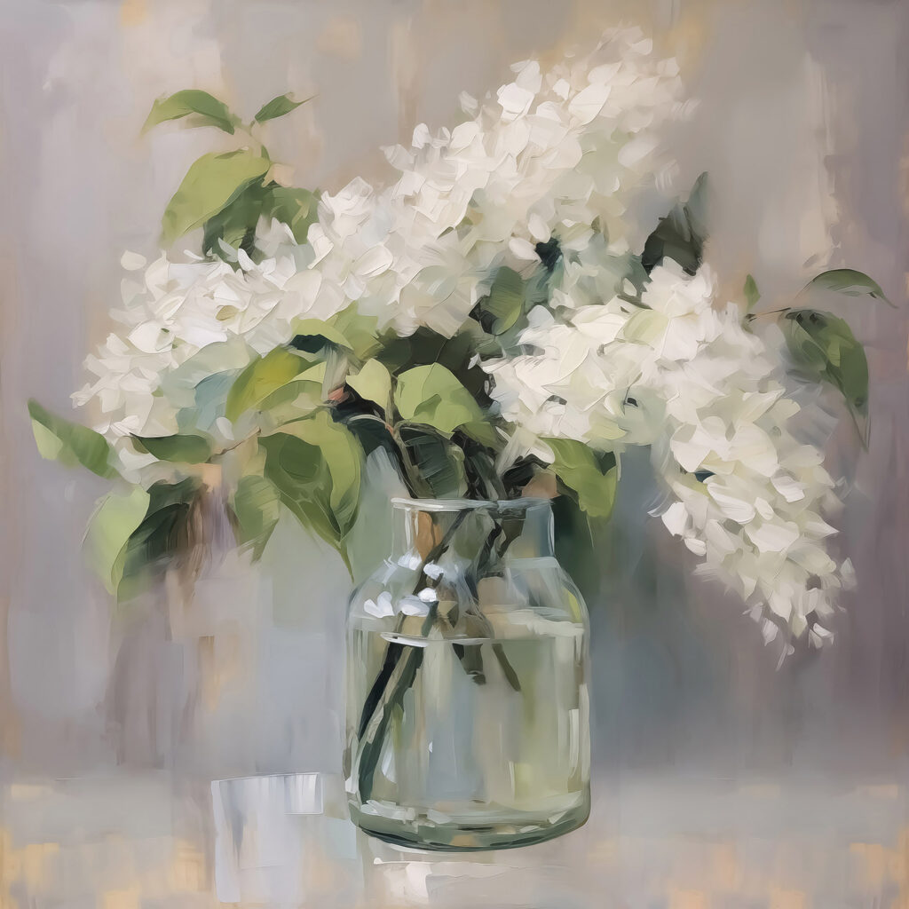 Lillà bianco in vetro — design completo