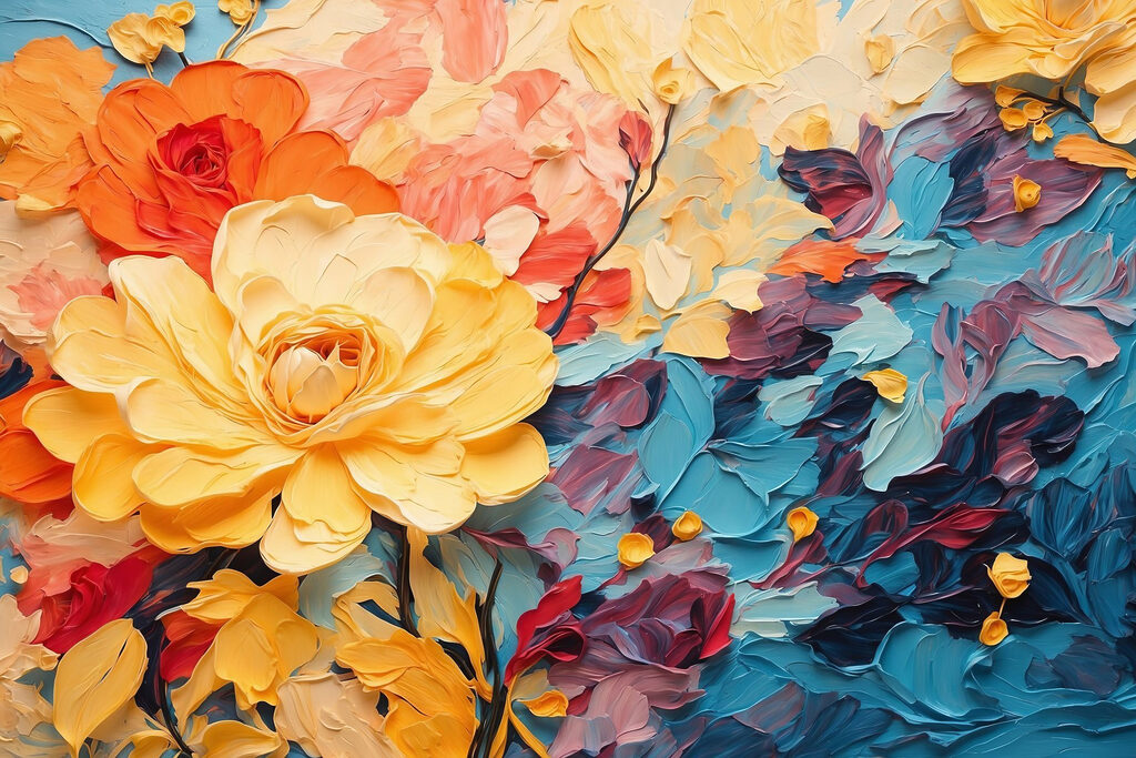Rose gialle e corallo — design completo