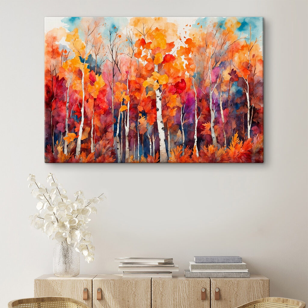 Betulle d’autunno ad acquerello in un ambiente