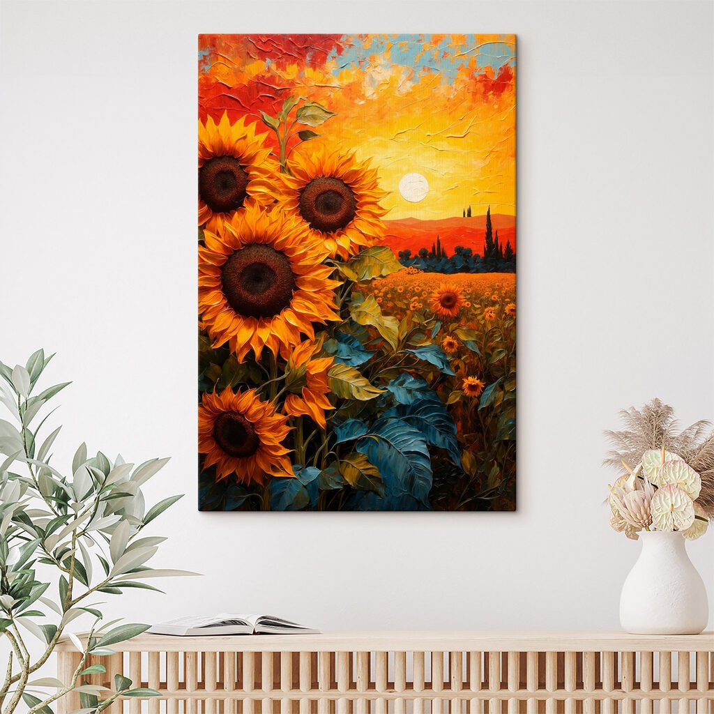 Girasoli al tramonto infuocato — ambiente 2