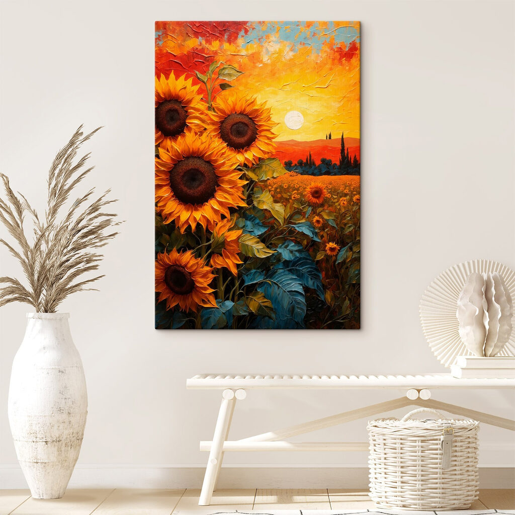 Girasoli al tramonto infuocato — ambiente 3