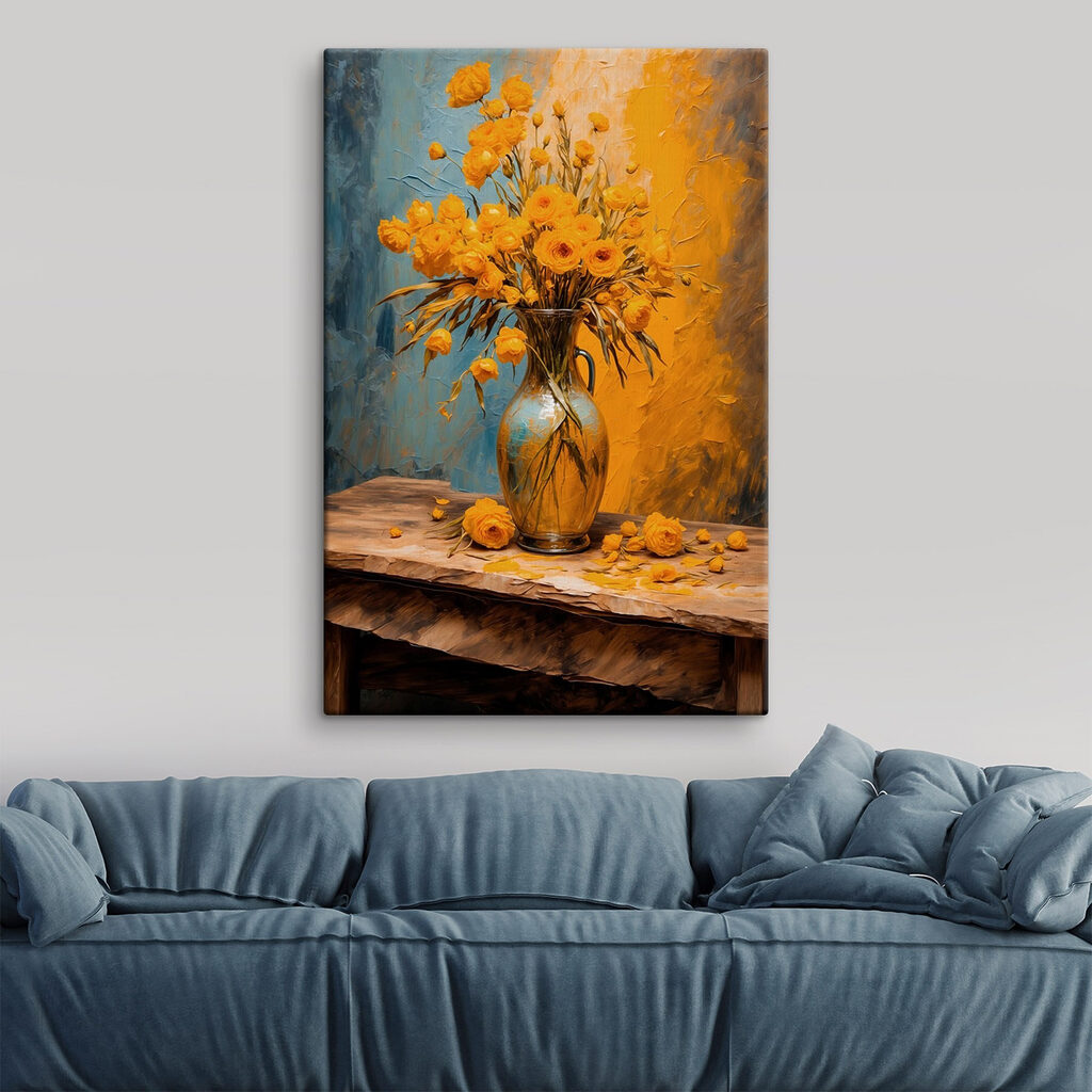 Fiori gialli, vaso ambra — ambiente 2