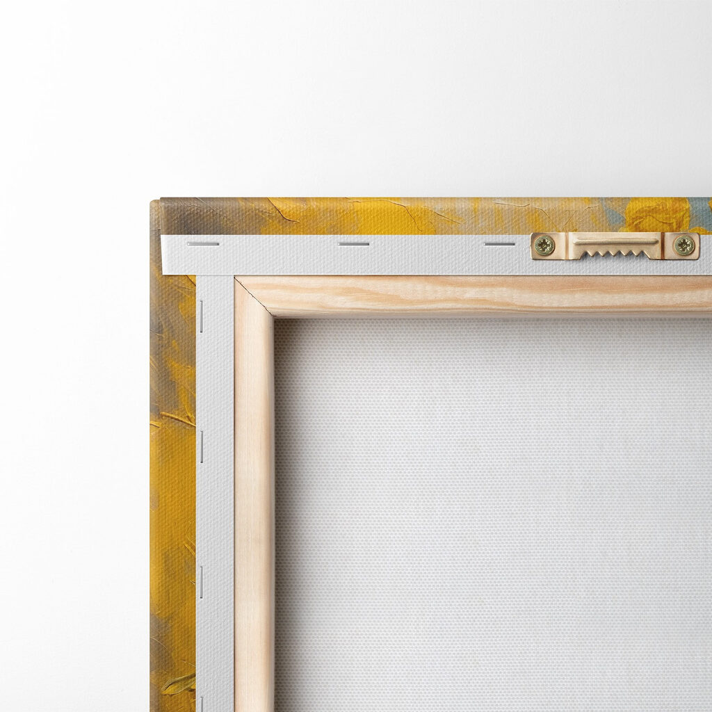 Fiori gialli, vaso ambra — retro