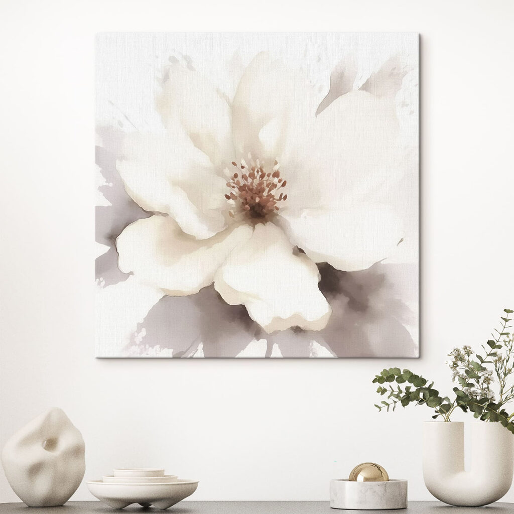Fiore bianco ad acquerello in un ambiente