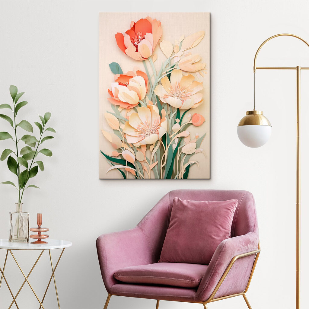 Tulipani pastello tra verdi — ambiente 1