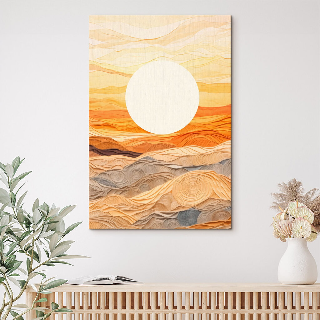 Sole sopra colline arancio — ambiente 2