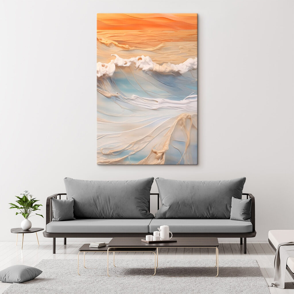 Onda blu, luce arancio in un ambiente
