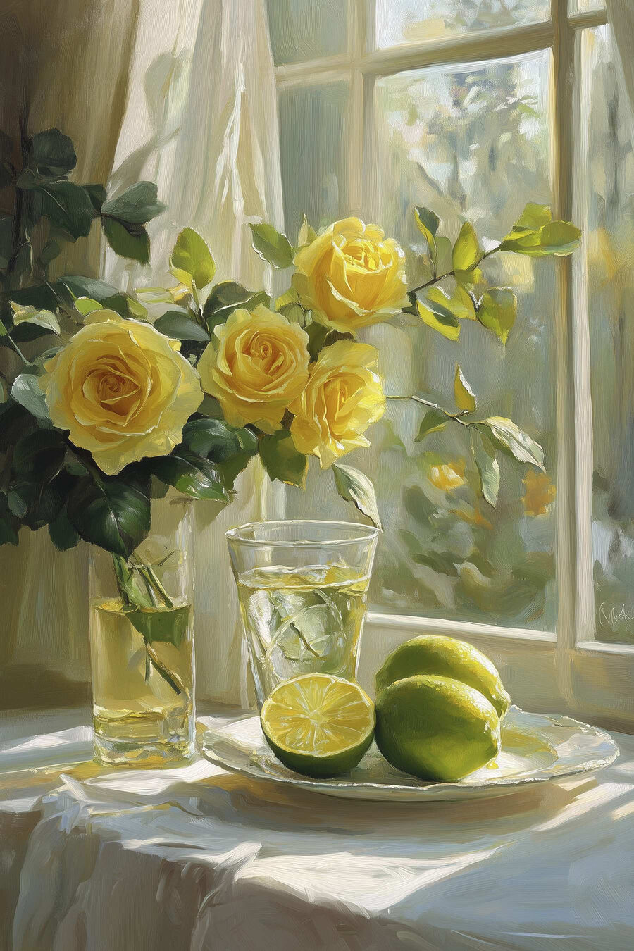 Rose gialle e lime — design completo