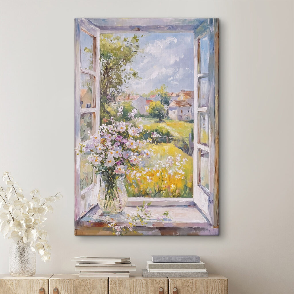 Giardino fiorito dalla finestra — ambiente 2