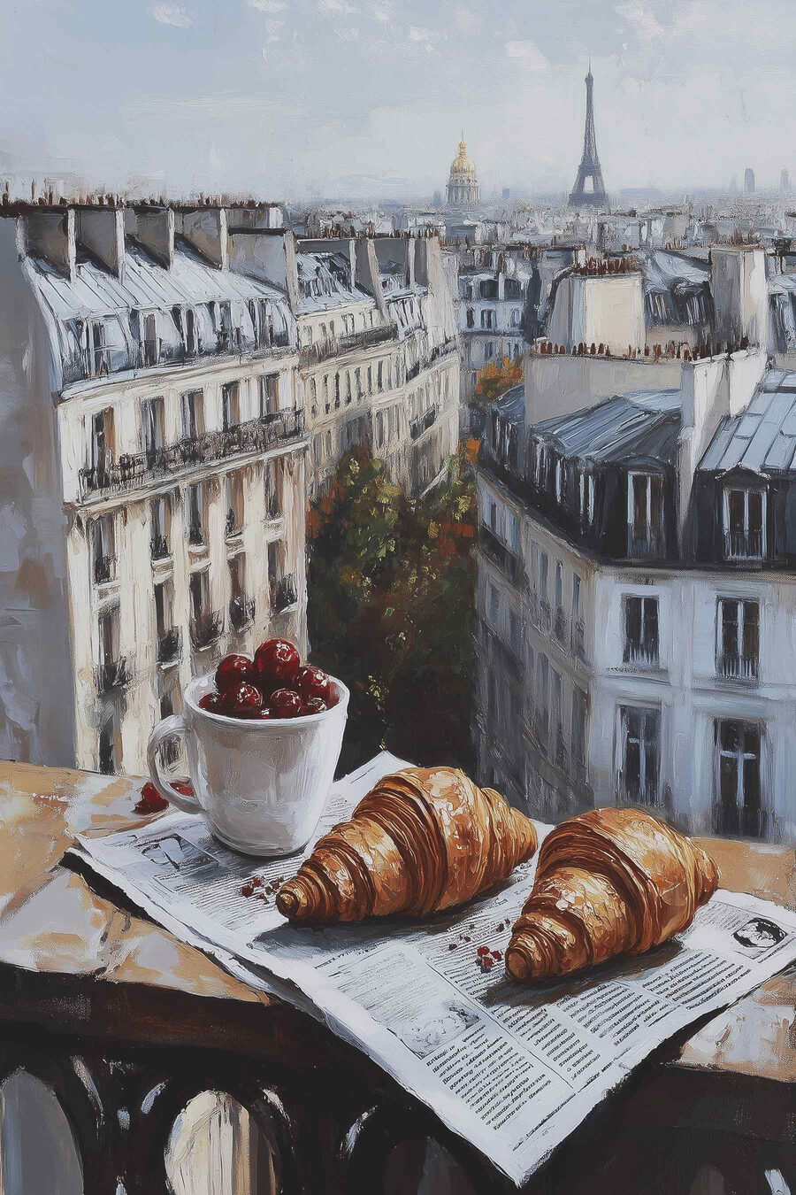 Croissant sui tetti parigini — design completo
