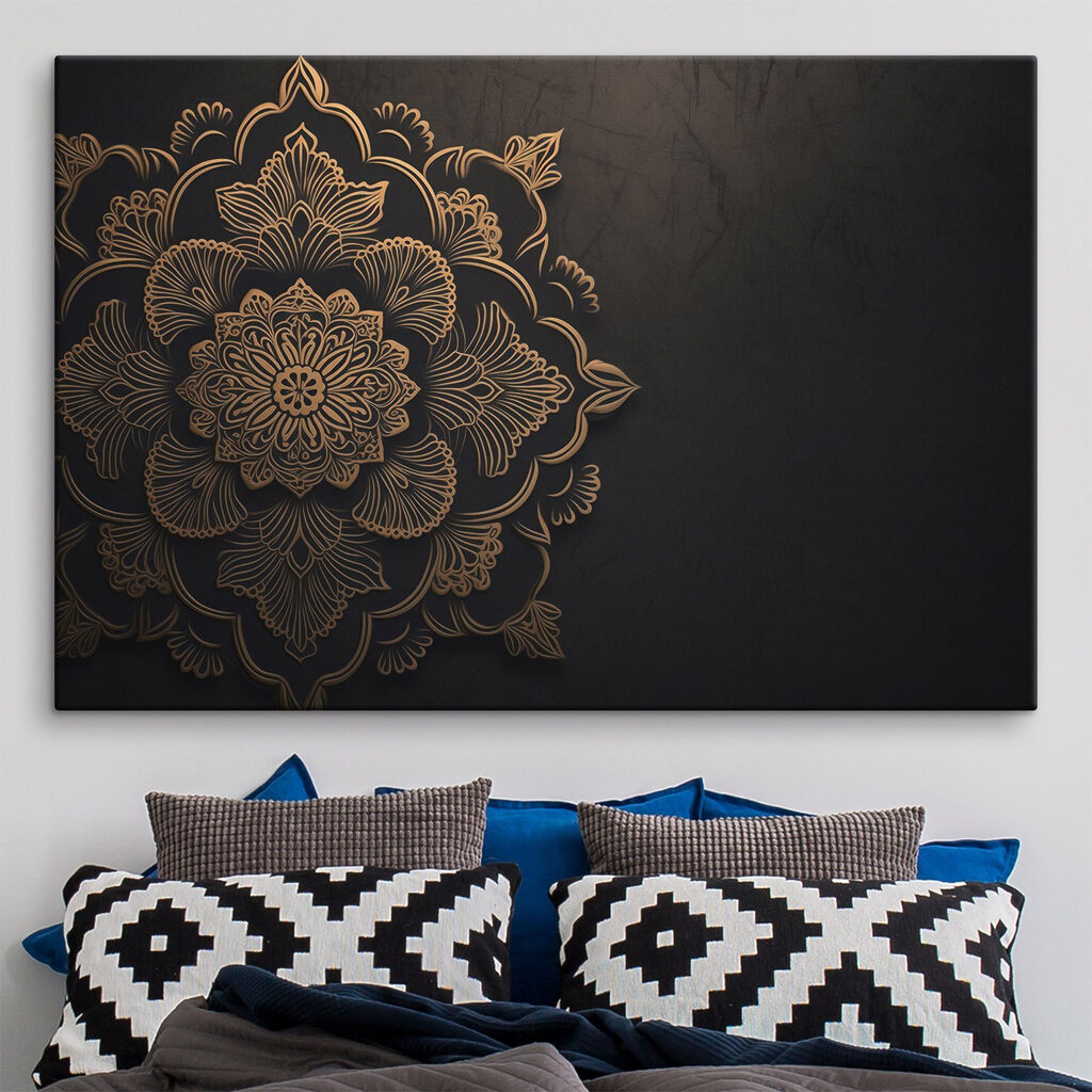 Mandala dorato su nero — ambiente 1