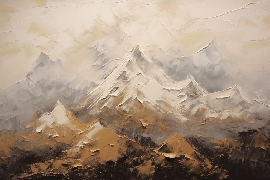 Monti innevati, grigi caldi — design completo