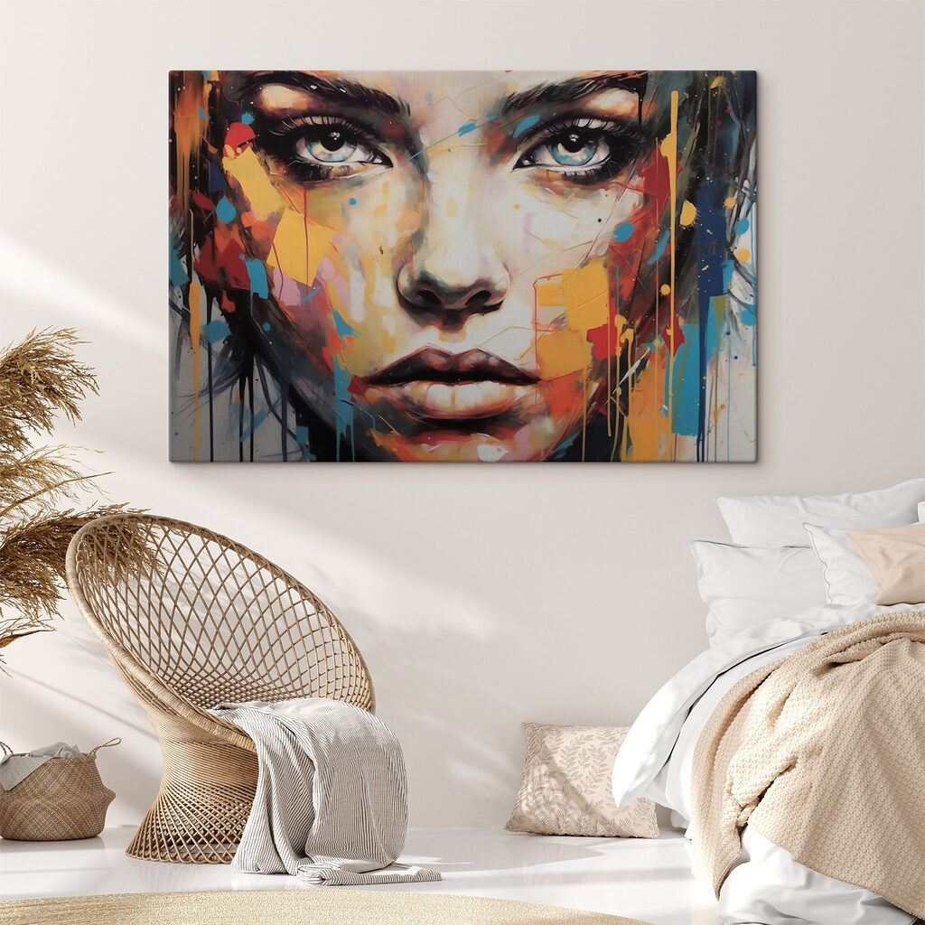 Occhi blu tra schizzi — ambiente 1