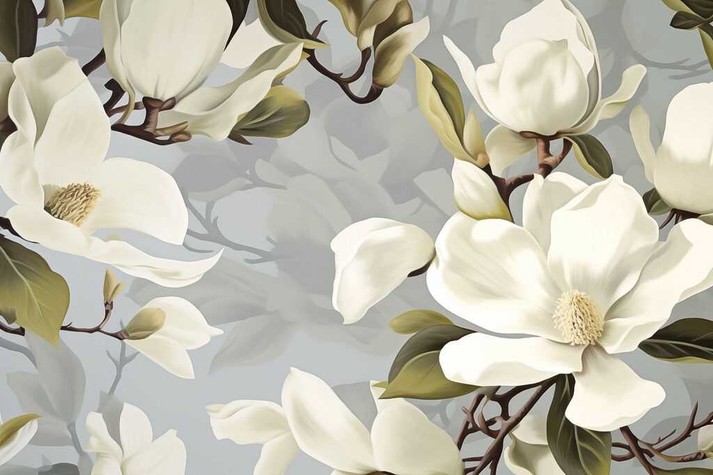 Magnolia crema e grigioverde — design completo
