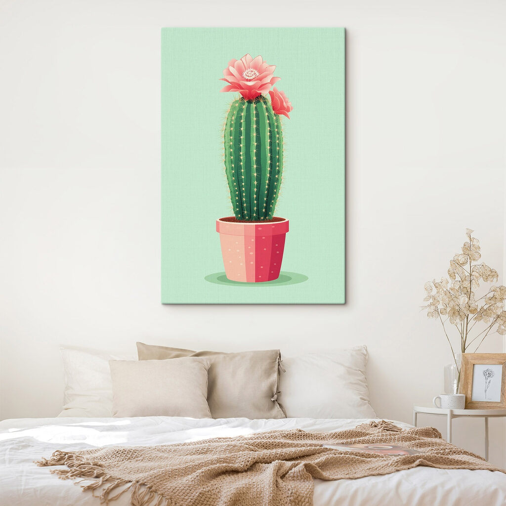 Cactus fiorito, vaso rosa — ambiente 2
