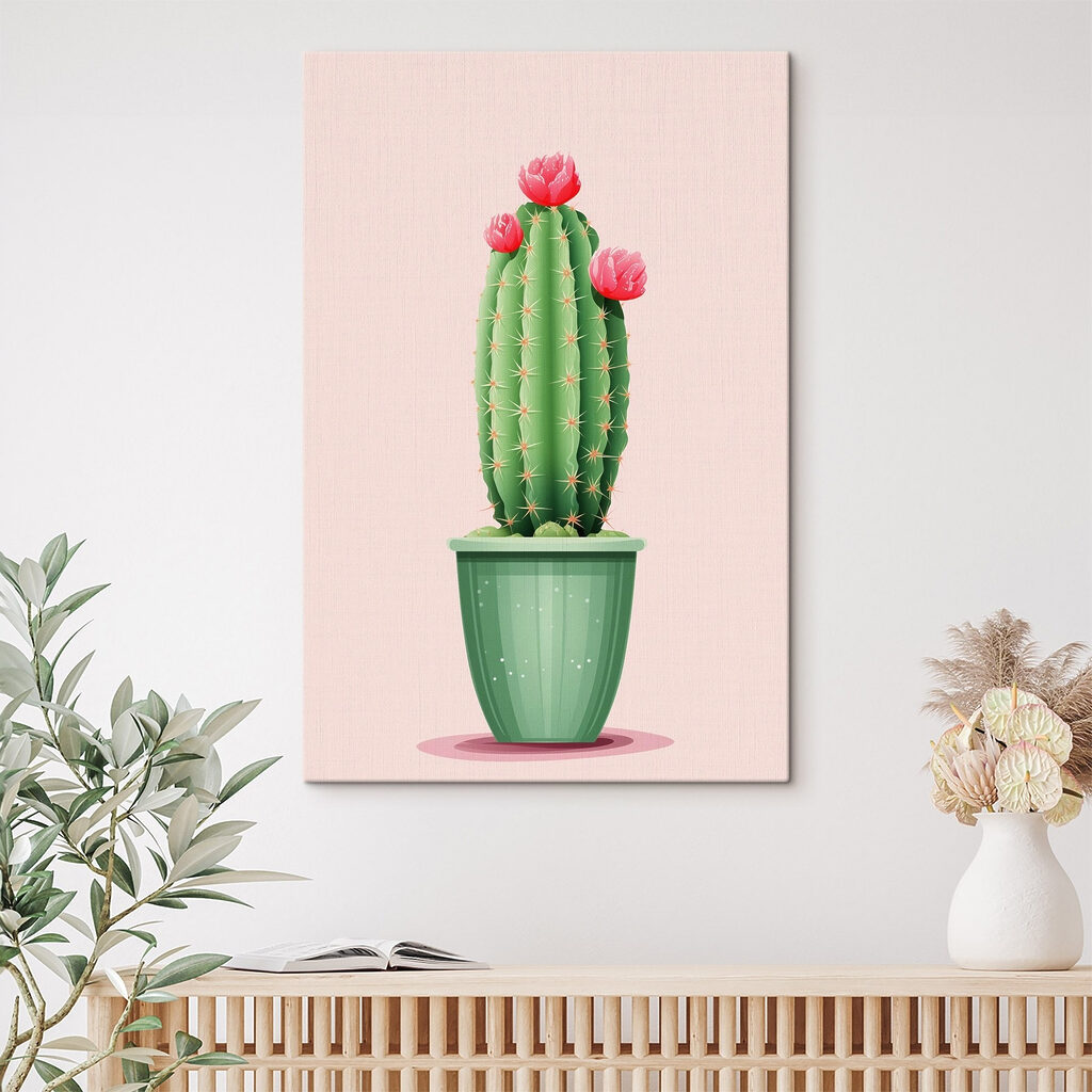 Cactus verde su rosa — ambiente 2