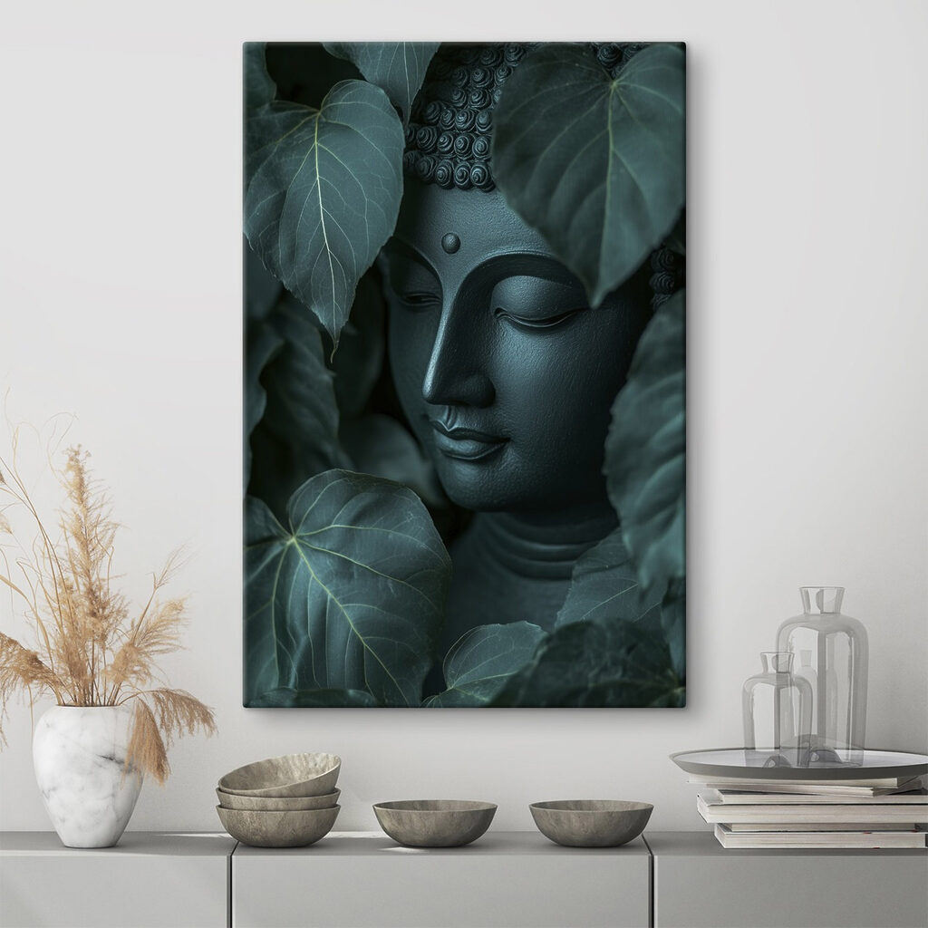 Buddha tra foglie grandi — ambiente 2