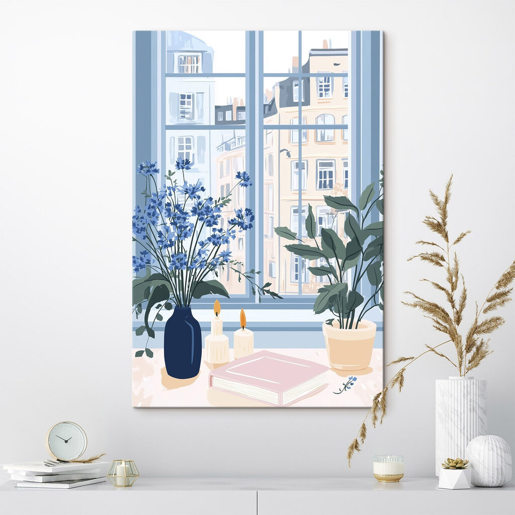 Fiori blu alla finestra — ambiente 2